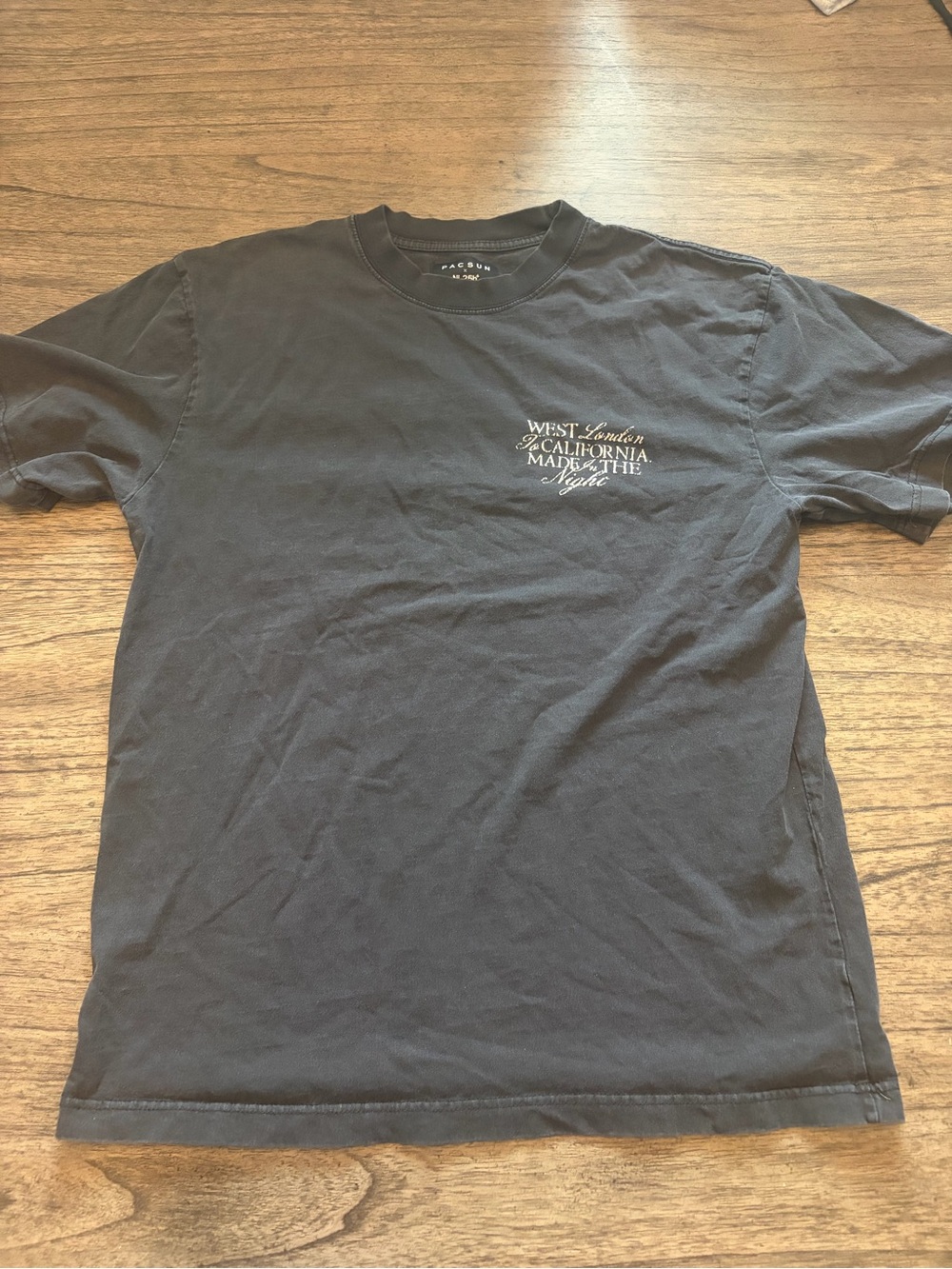 PacSun Black Short Sleeve Graphic Tee with White 'West California' Chest Print